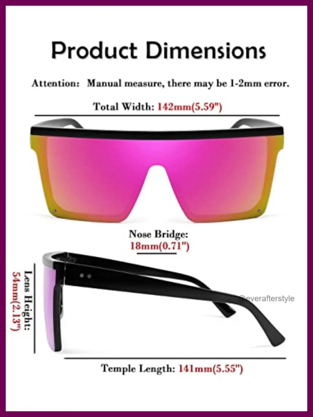 Oversized Flat Top Square Sunglasses for Women Men UV400 Protection